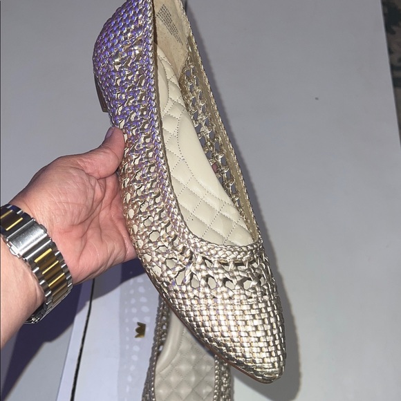 BIRDIES The Goldfinch Gold faux Leather Woven Flats Size US 9 - Picture 2 of 10